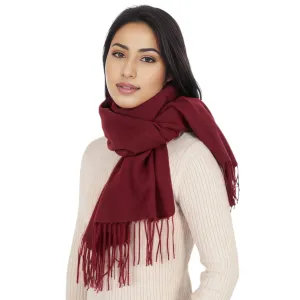Anna-Kaci Women's Winter Cashmere Feel Scarf Solid Color Classic Fringe Shawls Wrap Scarves for Evening Dresses
