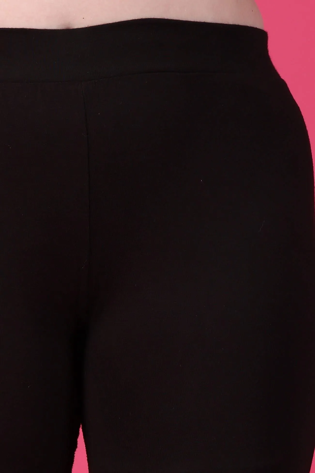 Black Solid Cropped Pyjamas