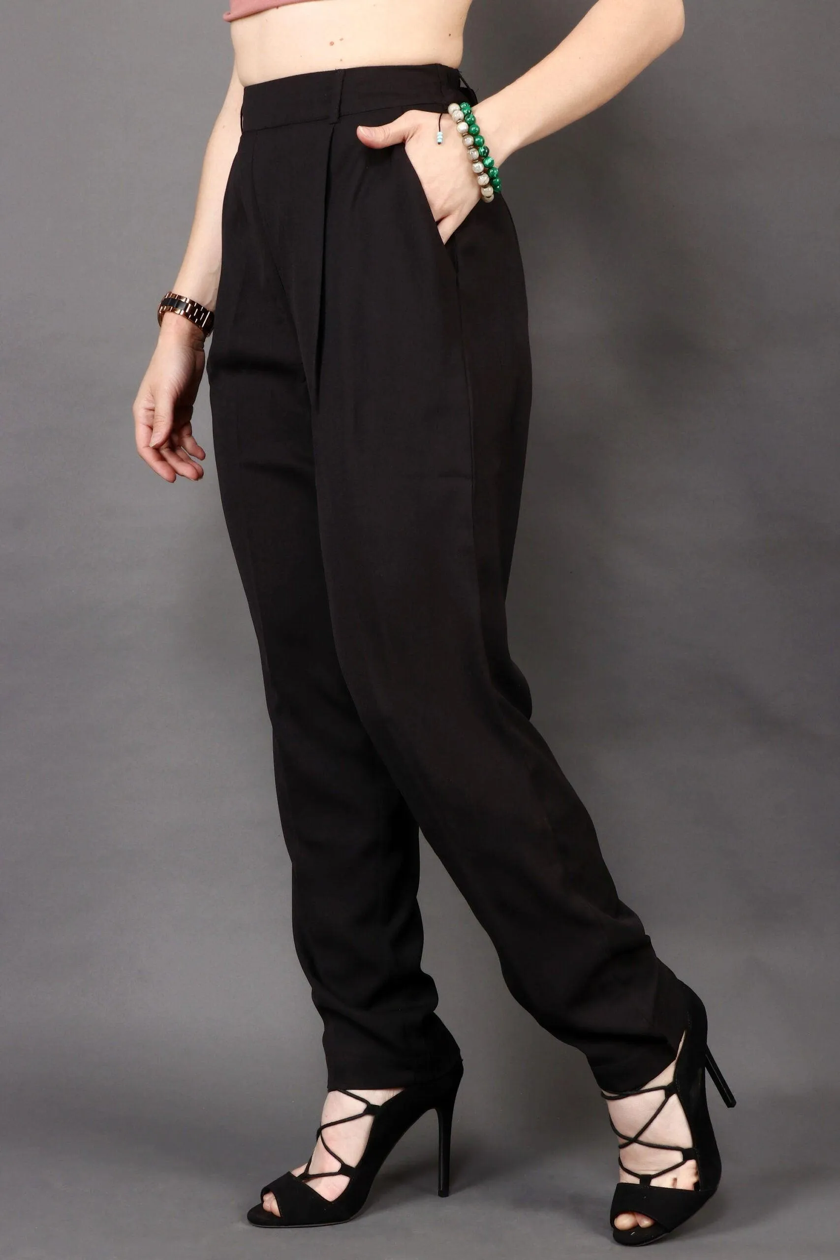 Black Solid Formal Trousers