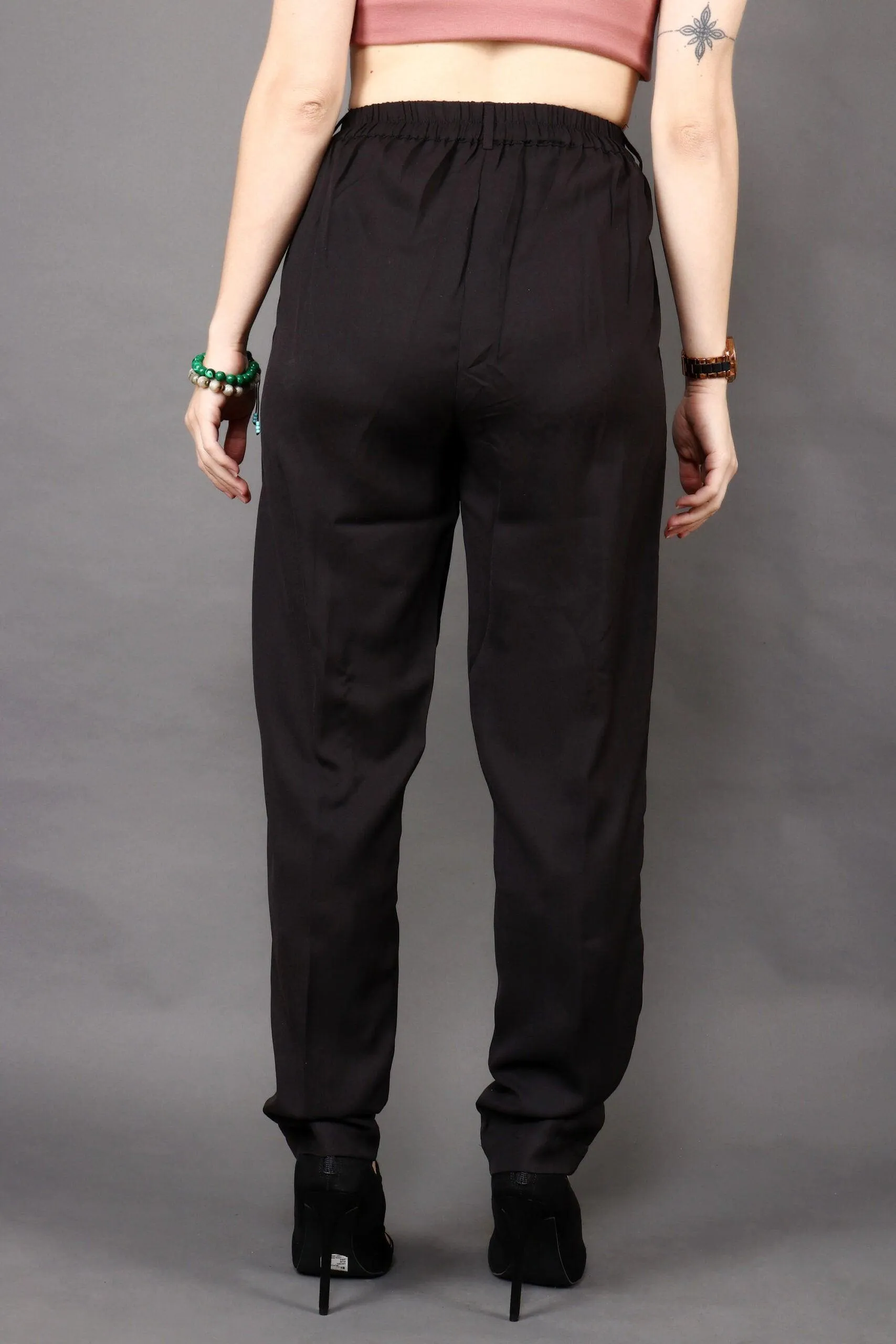 Black Solid Formal Trousers