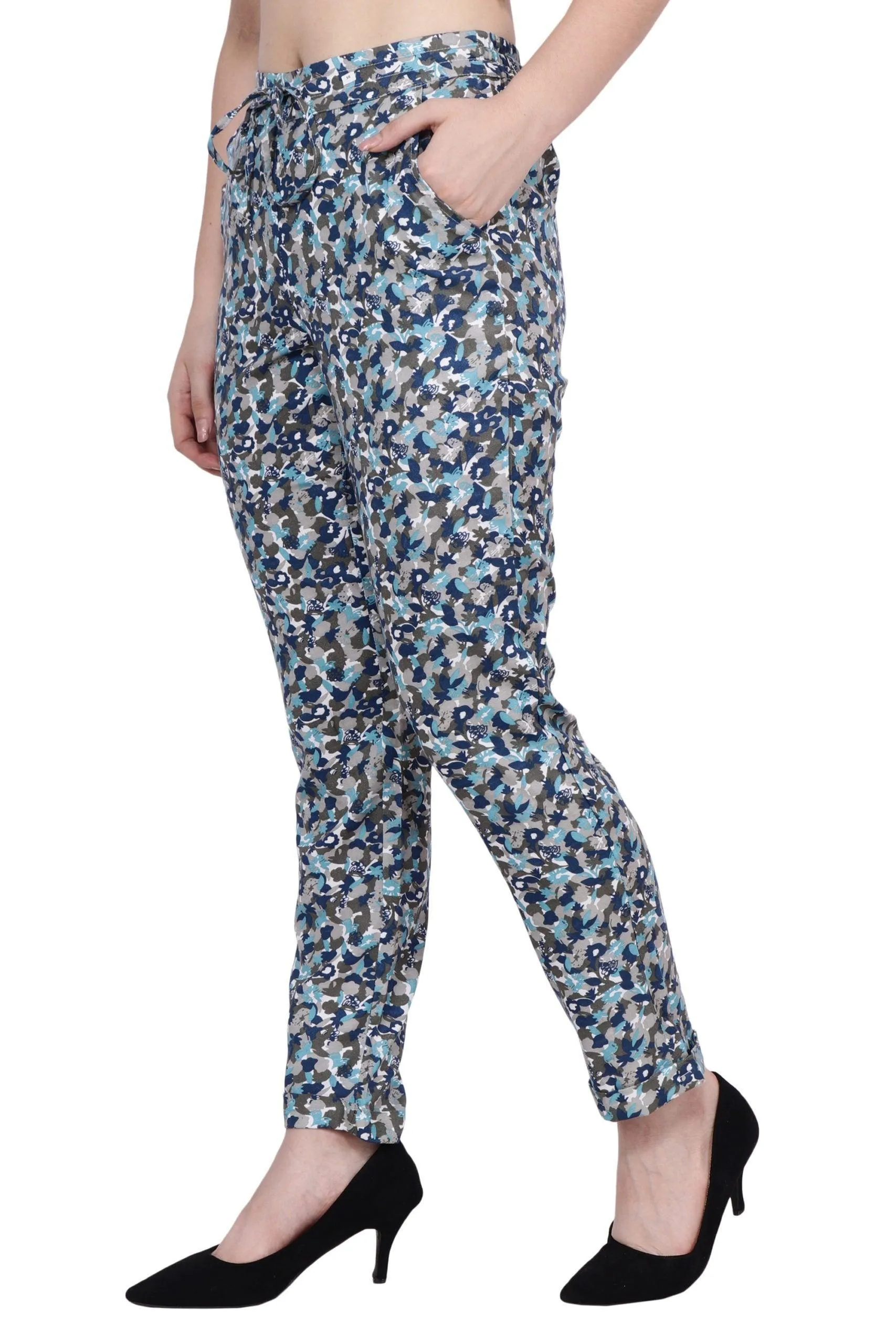 Blue & Grey Graphic Printed Pants