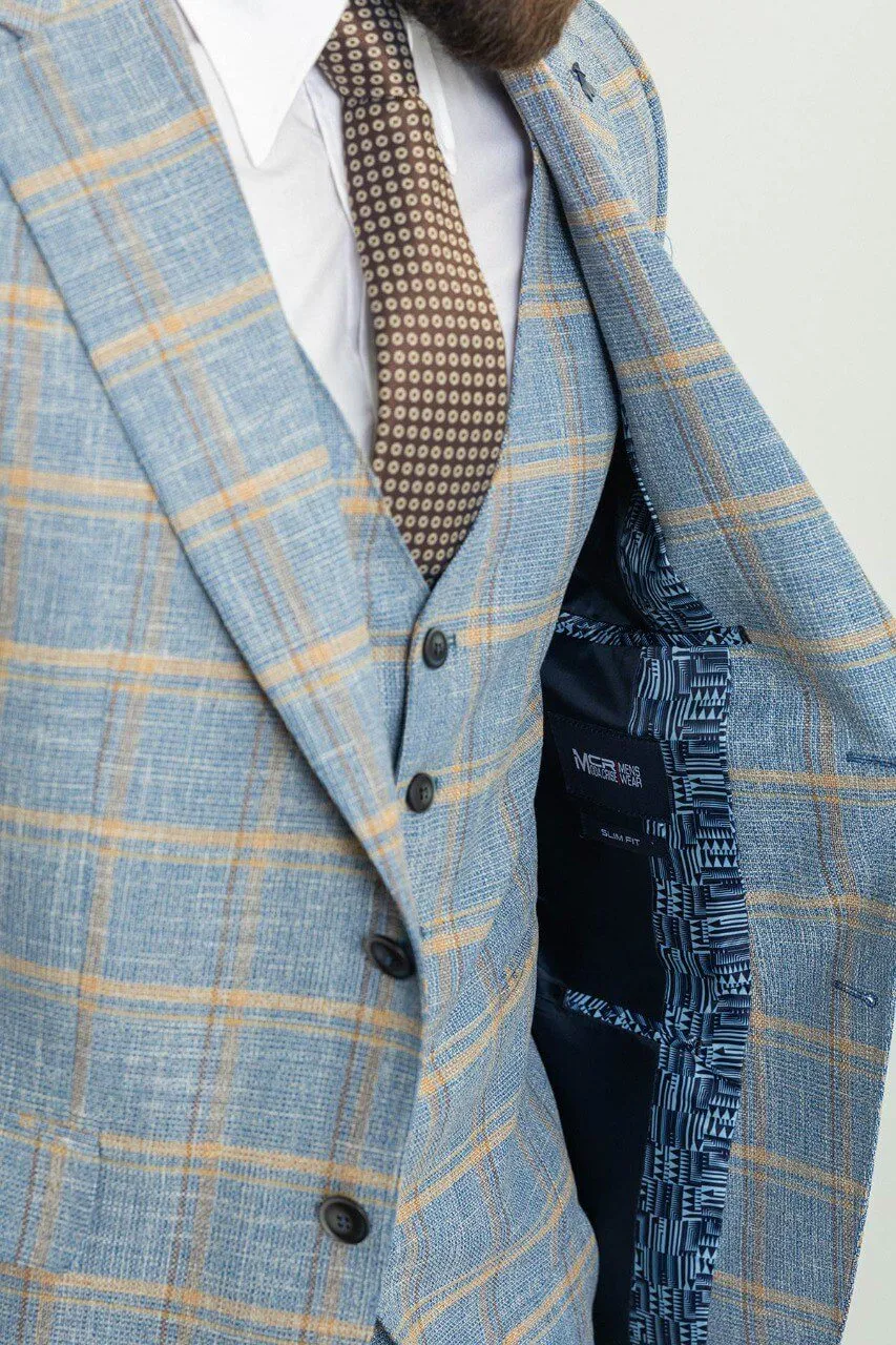 Blue Checkered 3-Piece Suit