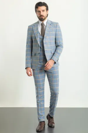 Blue Checkered 3-Piece Suit