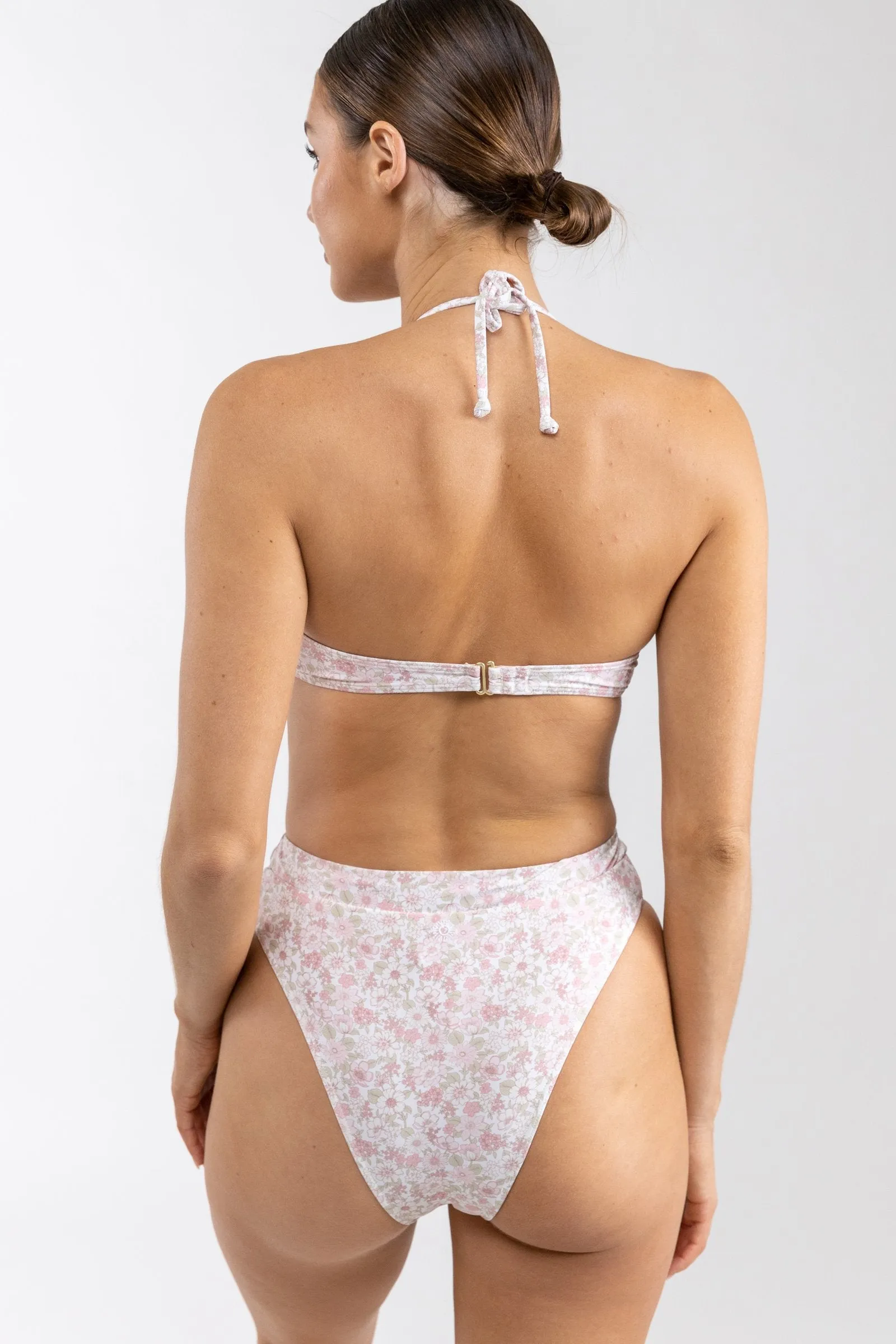 Bouquet Gather Front Halter Top Ivory