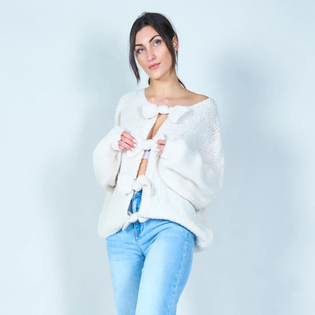 Bow-front knitted cardigan wholesale