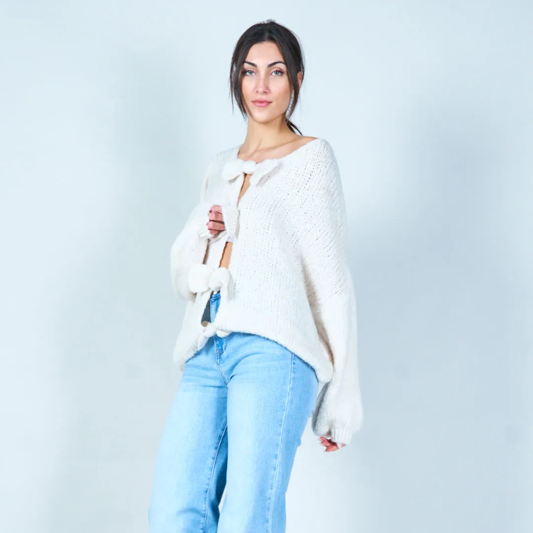 Bow-front knitted cardigan wholesale