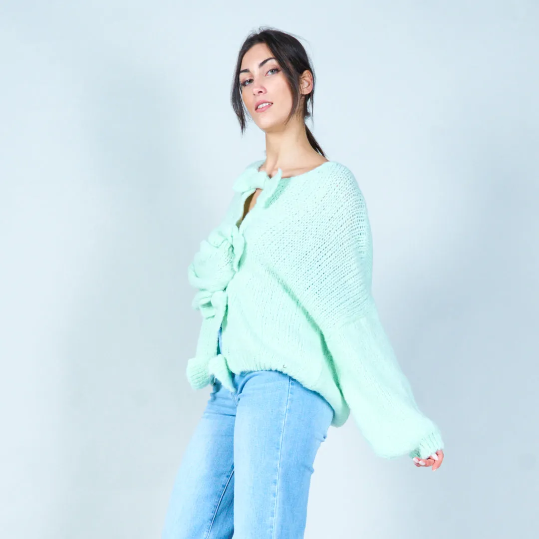 Bow-front knitted cardigan wholesale