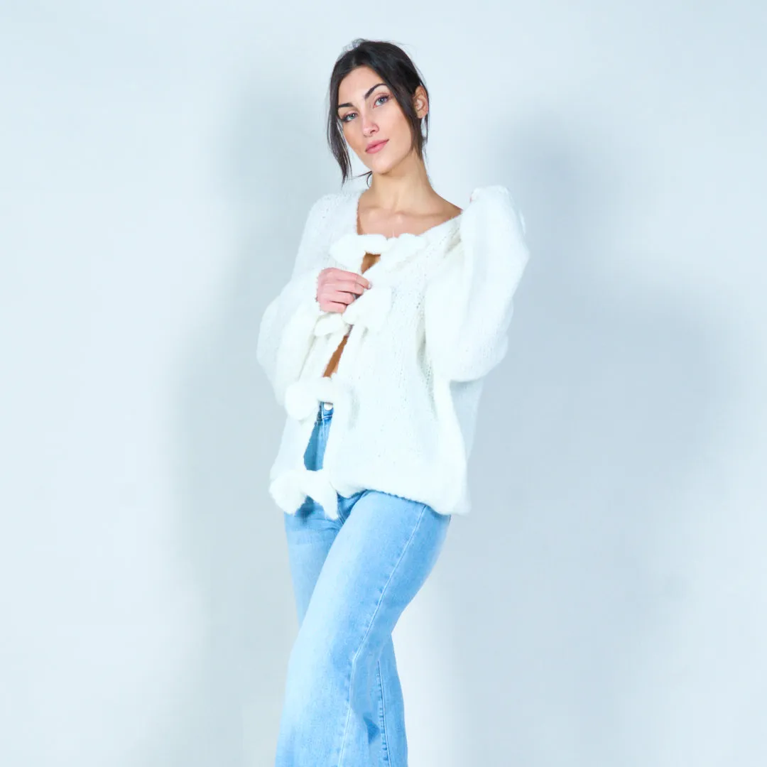 Bow-front knitted cardigan wholesale