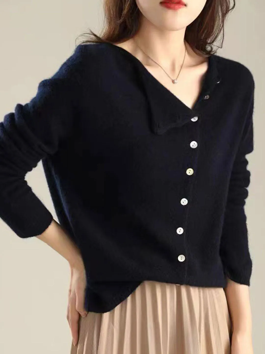Classic Buttons Down Crew Neck Knitted Cardigan