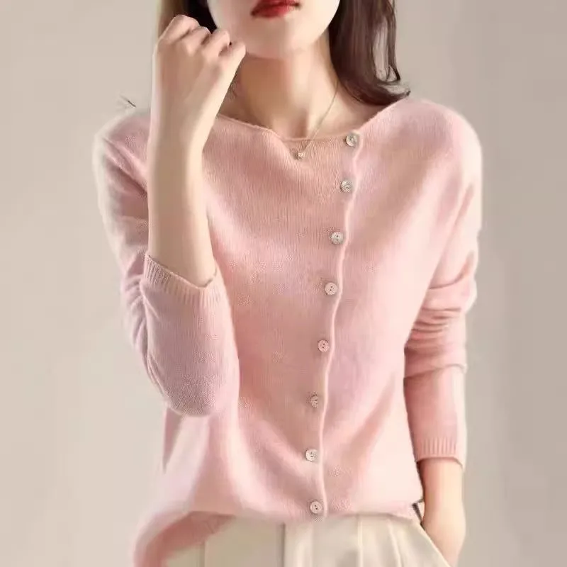 Classic Buttons Down Crew Neck Knitted Cardigan