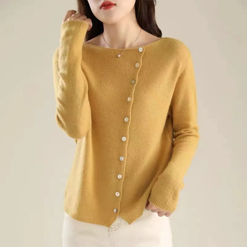 Classic Buttons Down Crew Neck Knitted Cardigan
