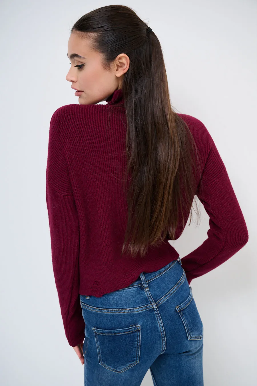 Classic ribbed mock neck sweater wholesale