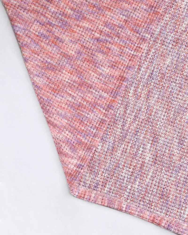 Colorful Waffle Knit Open Front Coat Batwing Long Sleeve Cardigan