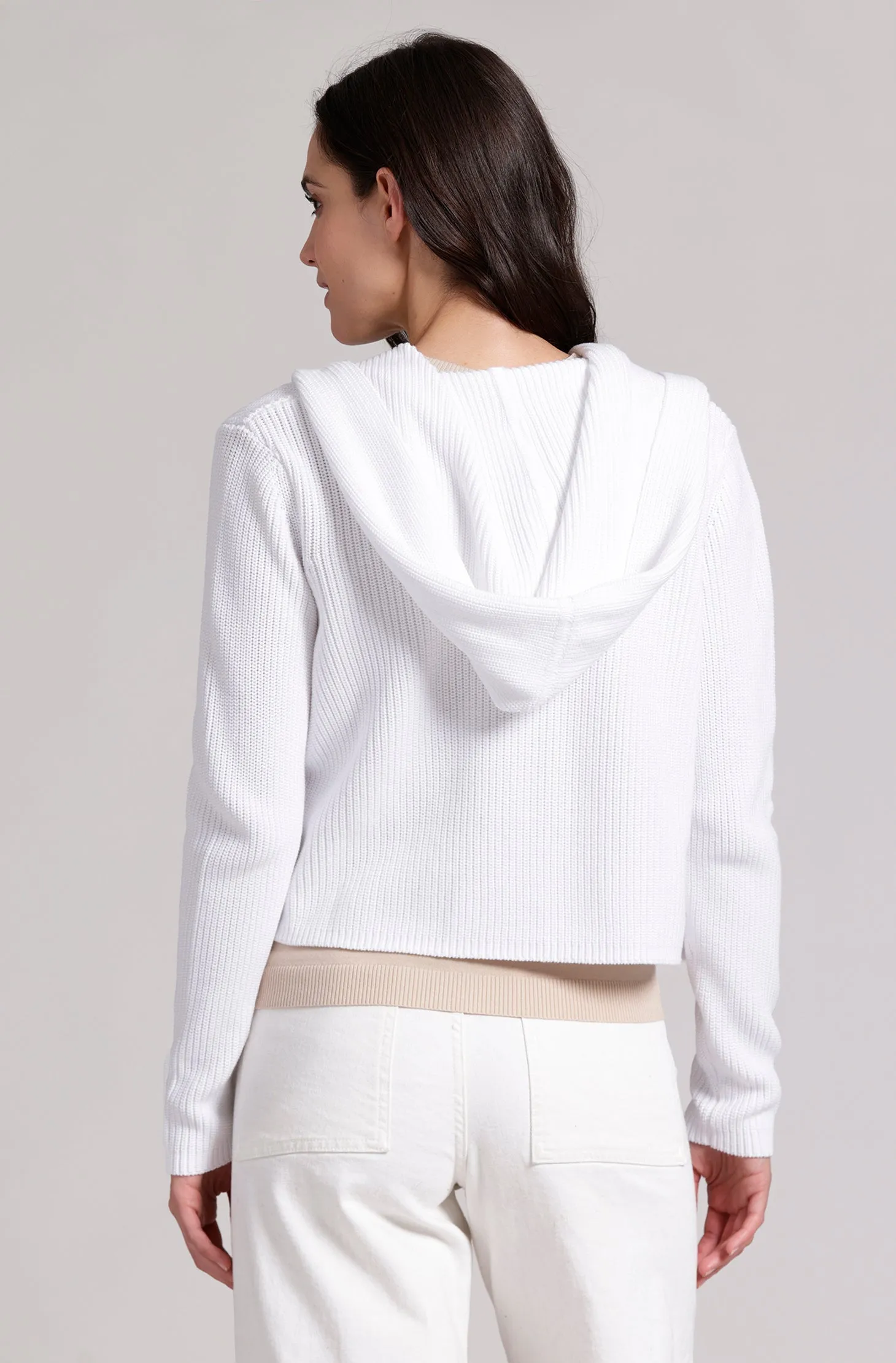 Cotton Shaker Hooded Flyaway Cardigan