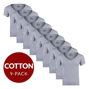 Deep V Cotton Sweat Proof Undershirt For Men - Grey 9-Pack