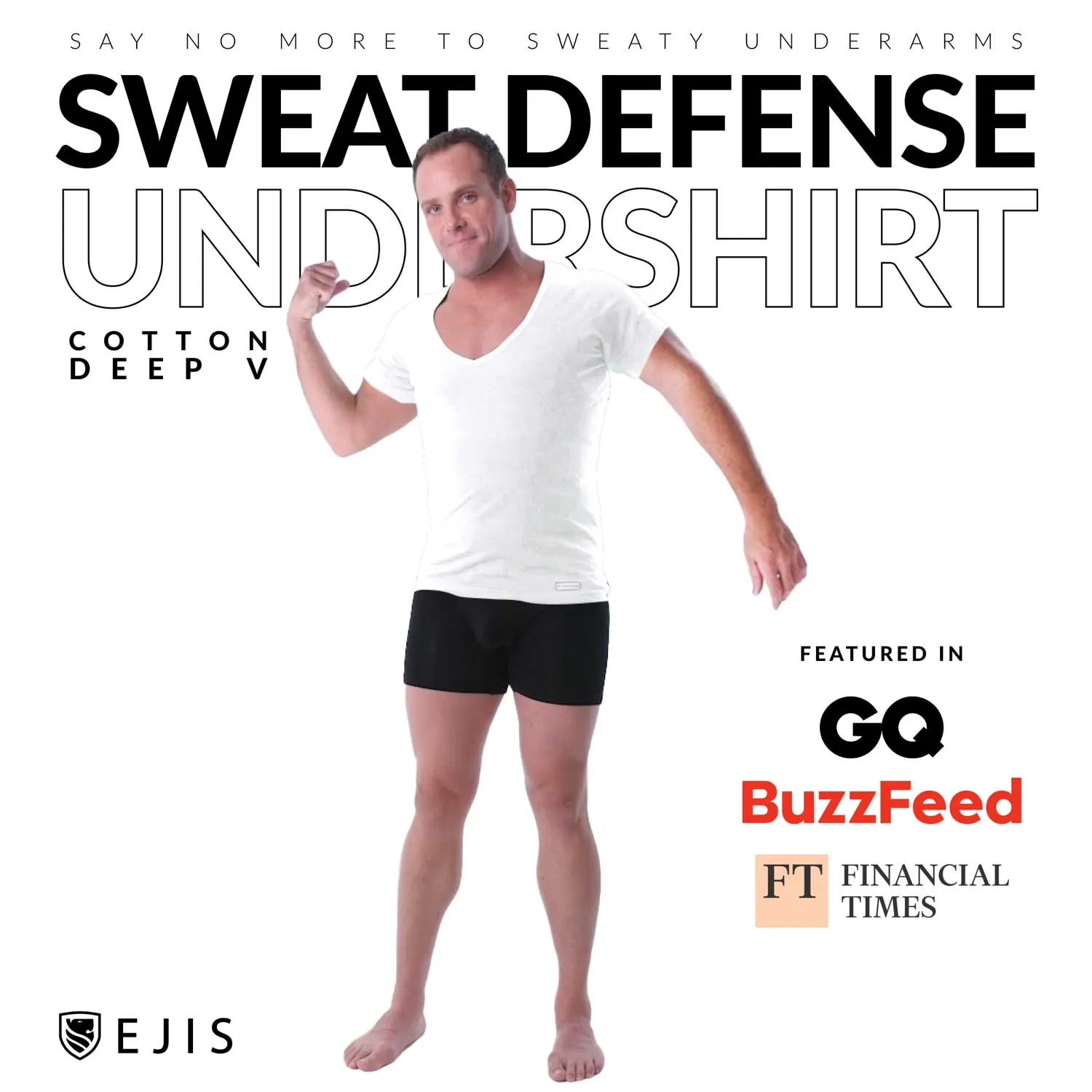 Deep V Cotton Sweat Proof Undershirt For Men - Mix 3-Pack (1x White, Black, Grey)