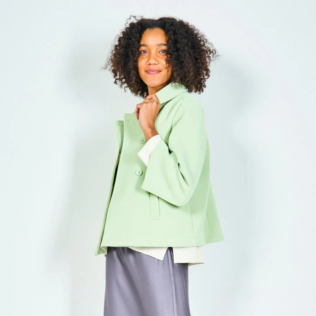 Double-breasted jacket with rounded collar wholesale