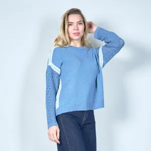 Elegant lace sleeve knit sweater wholesale