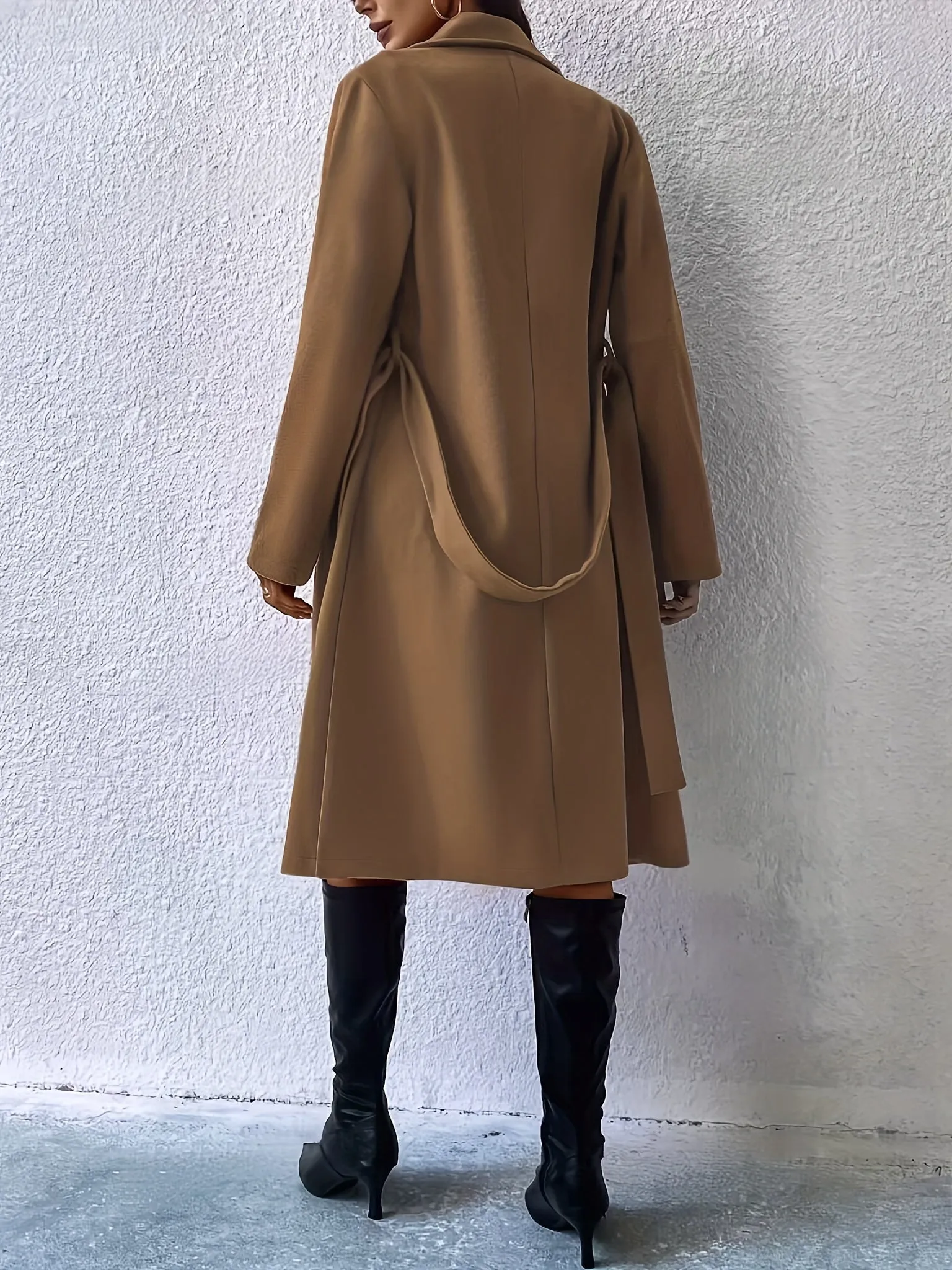 Elegant Trench Coat with Belt and Solid Color Polyester Fabric for Women | Perfect for Casual Days