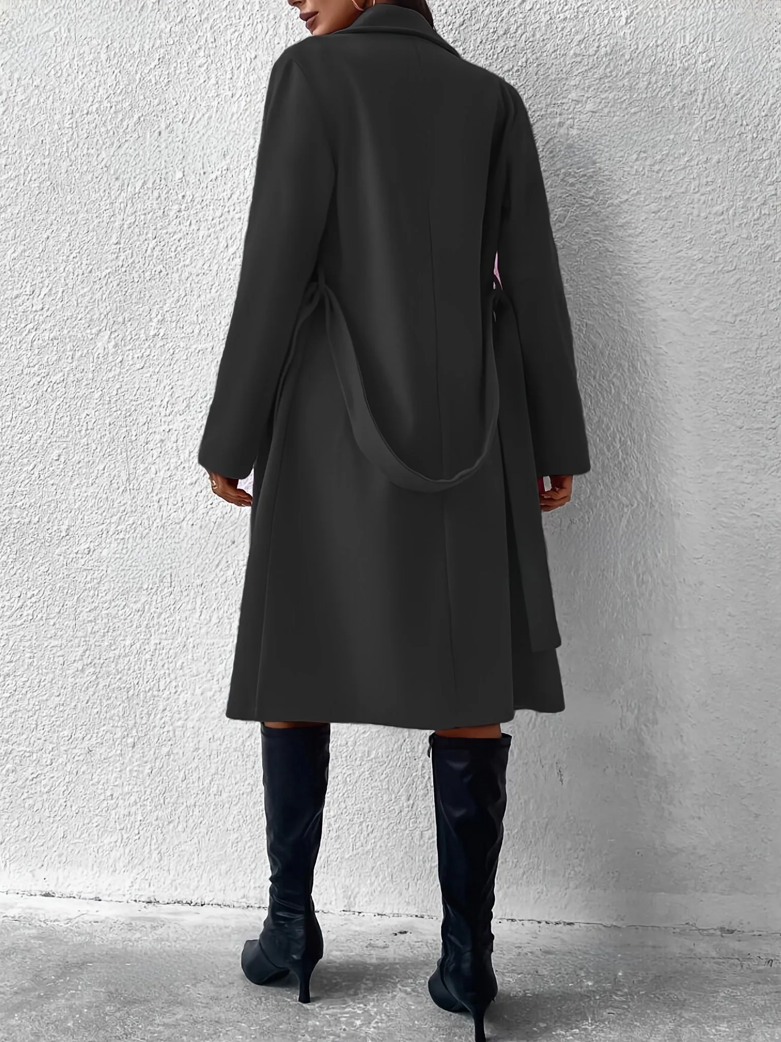Elegant Trench Coat with Belt and Solid Color Polyester Fabric for Women | Perfect for Casual Days