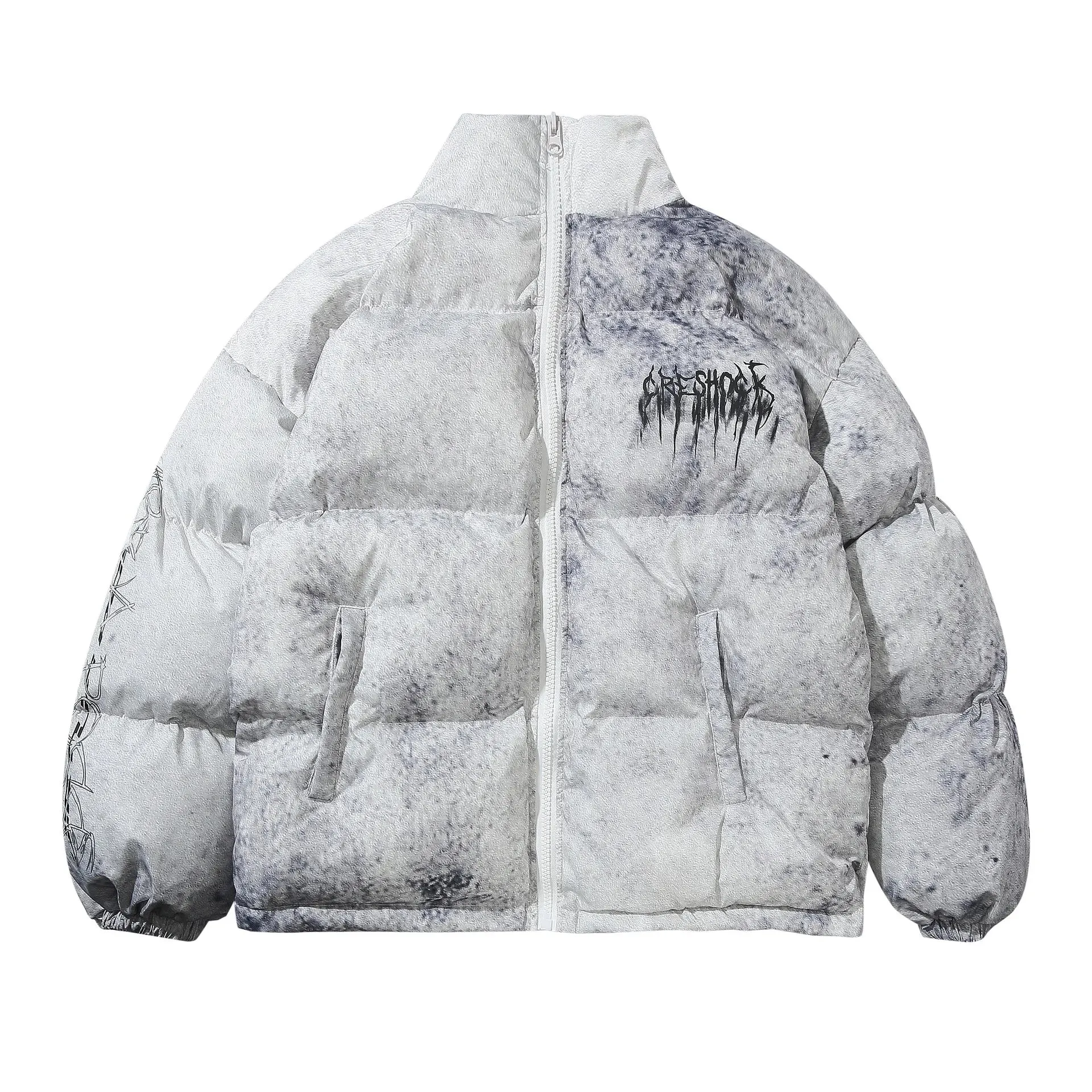 Fashion Winter Down Padded Jacket Men Women Cartoon Bear Print Parka Hip Hop Streetwear Winter Thick Warm Jackets Coats Clothes