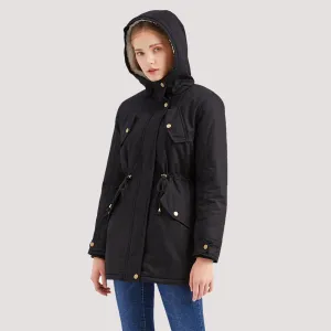 FashionSierra - Fur Thick Jacket Solid Parkas Coat