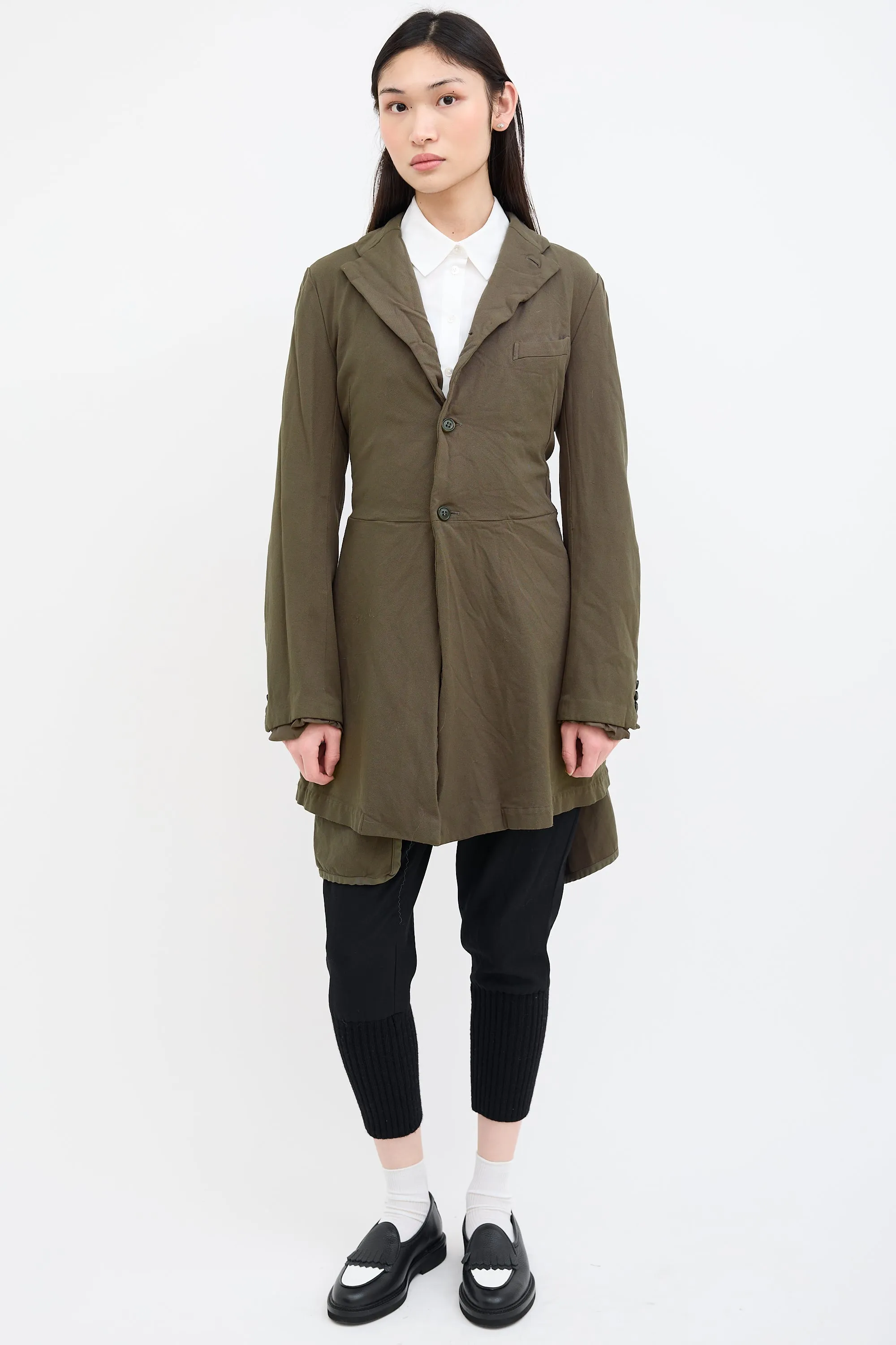 Green Front Layered  Coat
