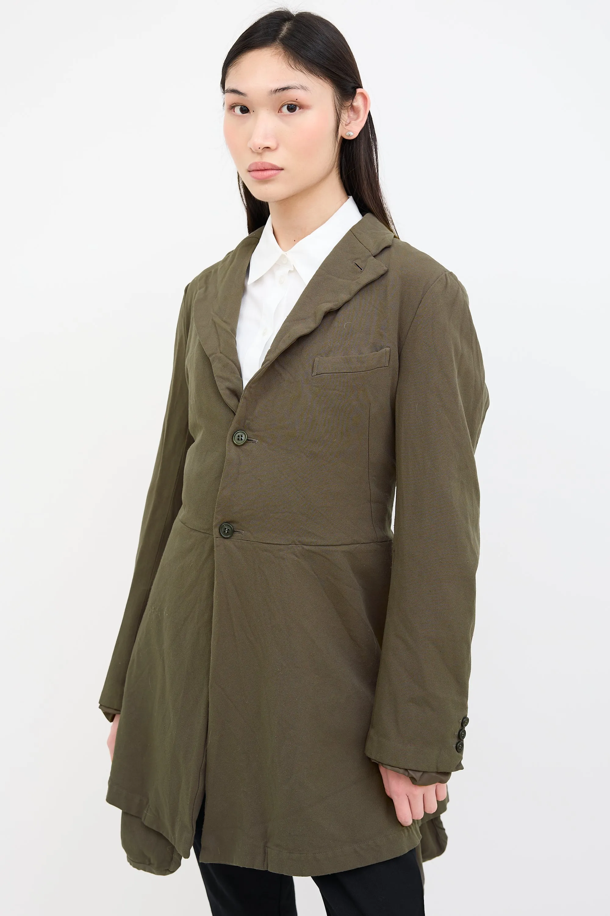 Green Front Layered  Coat