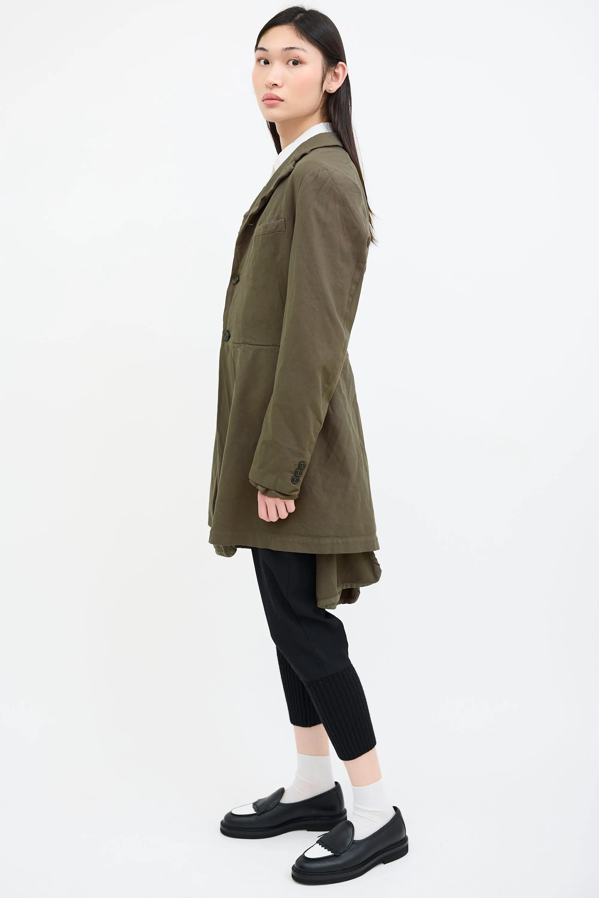 Green Front Layered  Coat