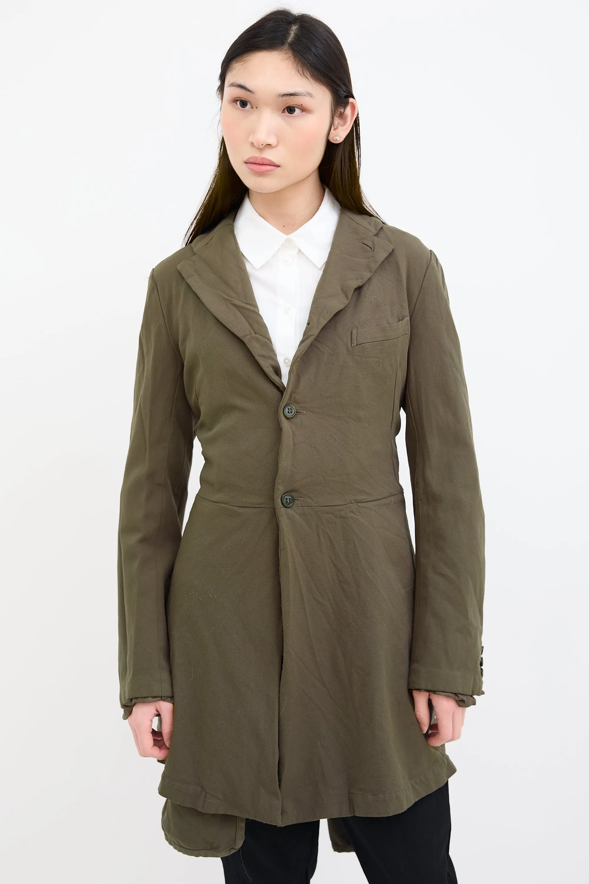 Green Front Layered  Coat