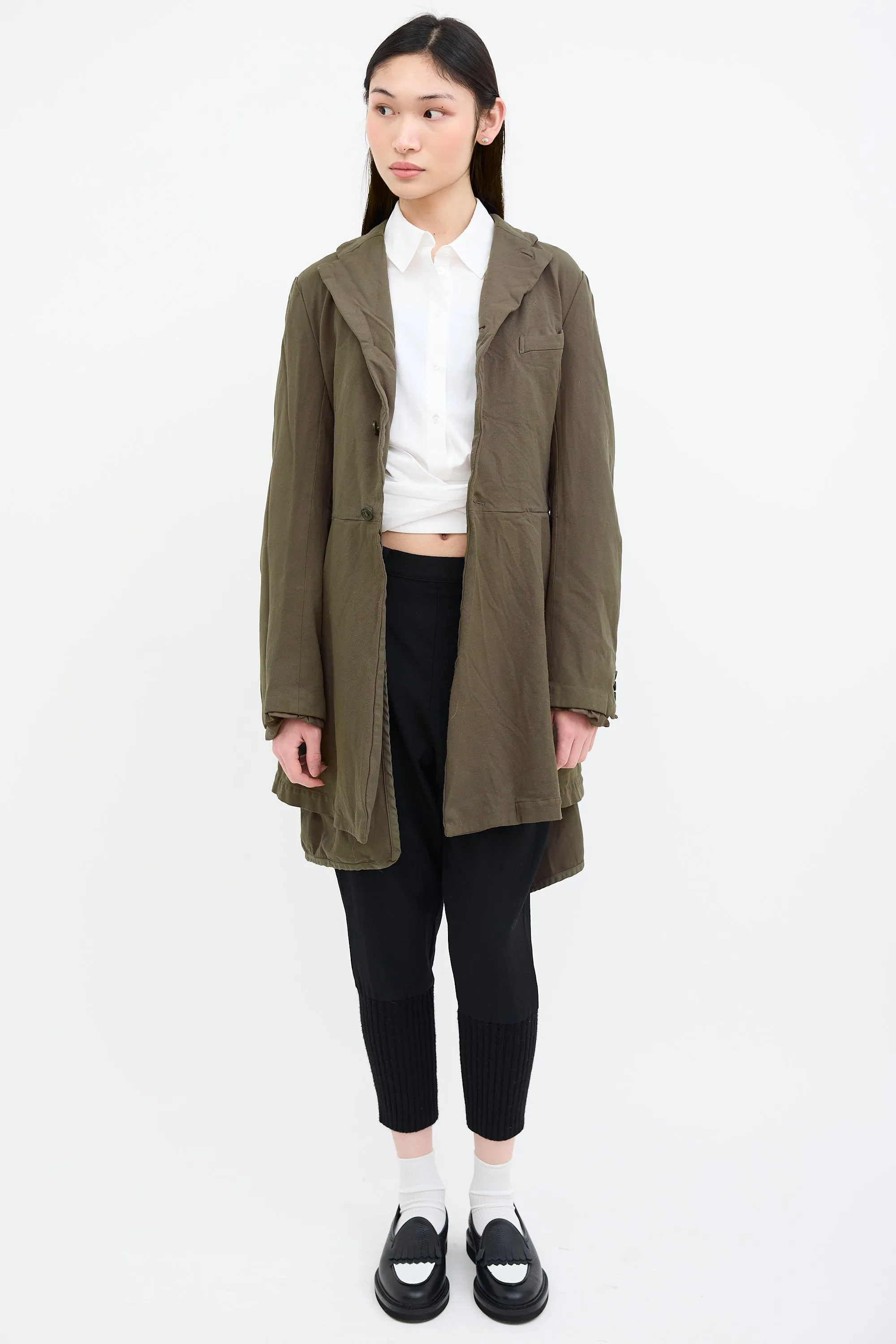Green Front Layered  Coat