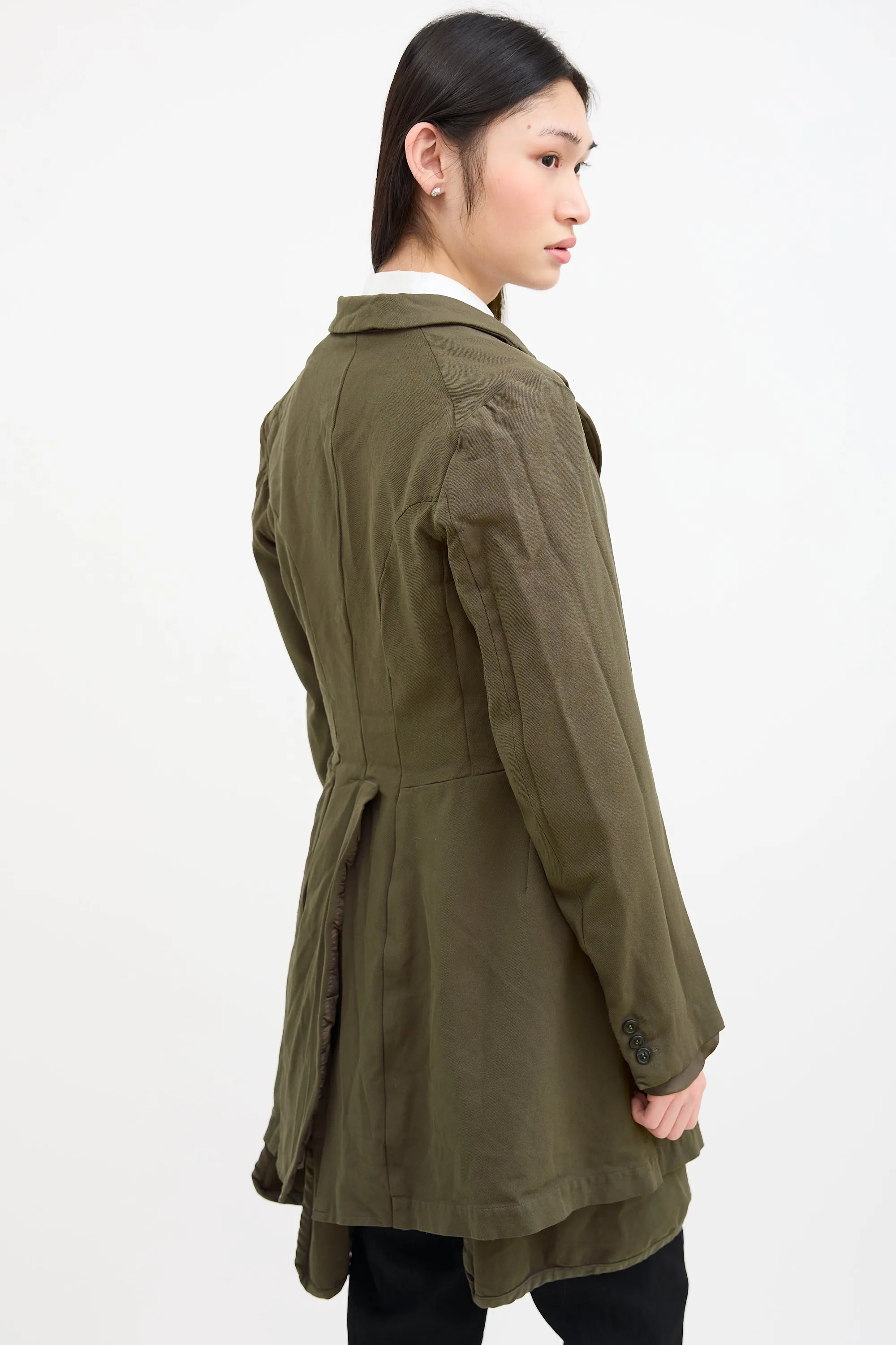 Green Front Layered  Coat