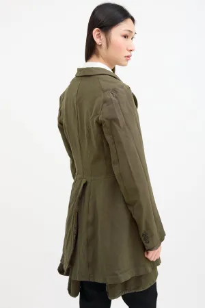 Green Front Layered  Coat