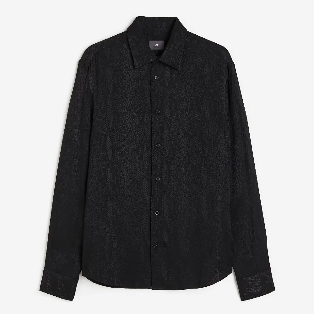 H&M Regular Fit Jacquard-weave shirt, black