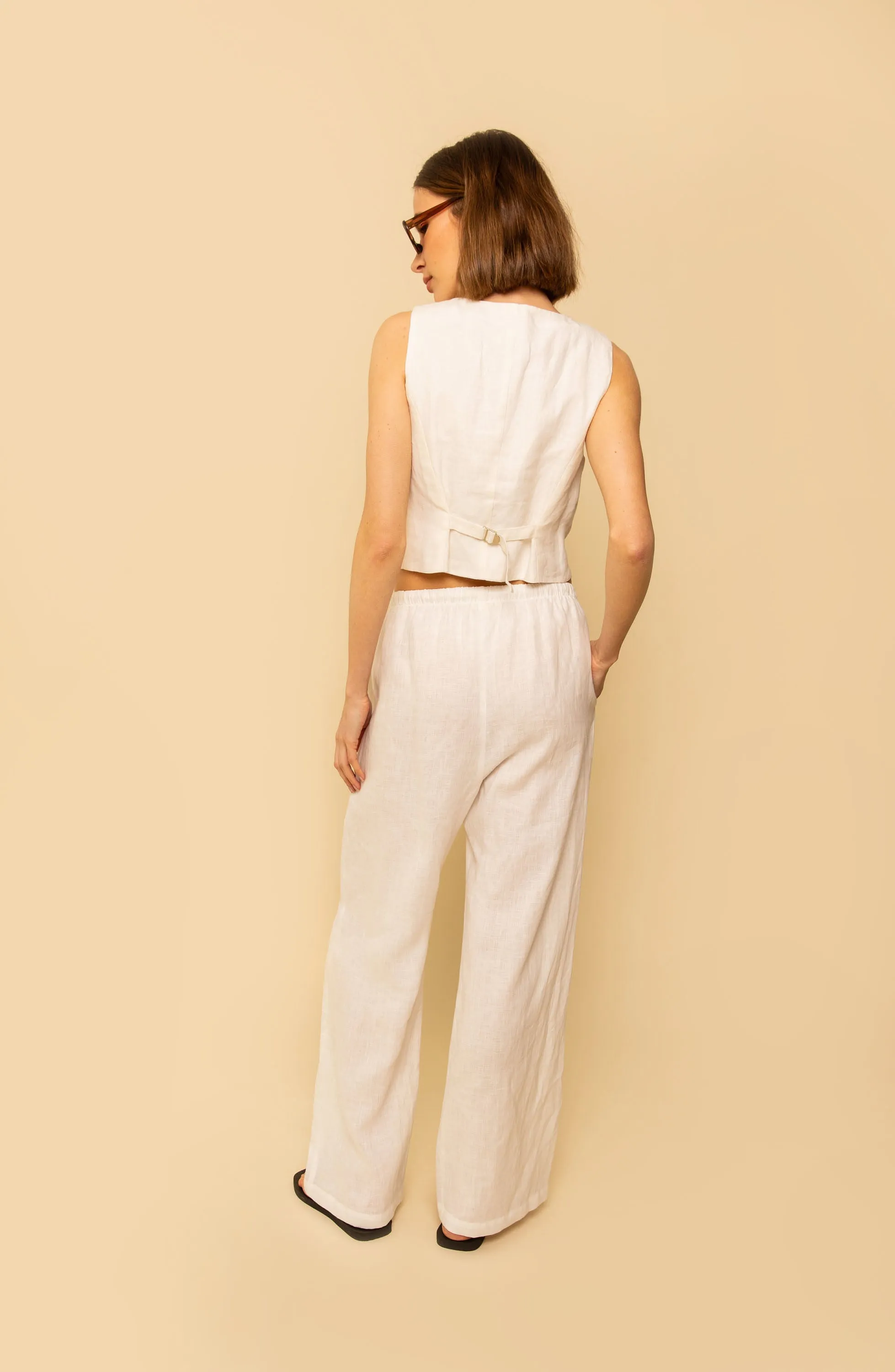 Kira Pant in Coconut Linen
