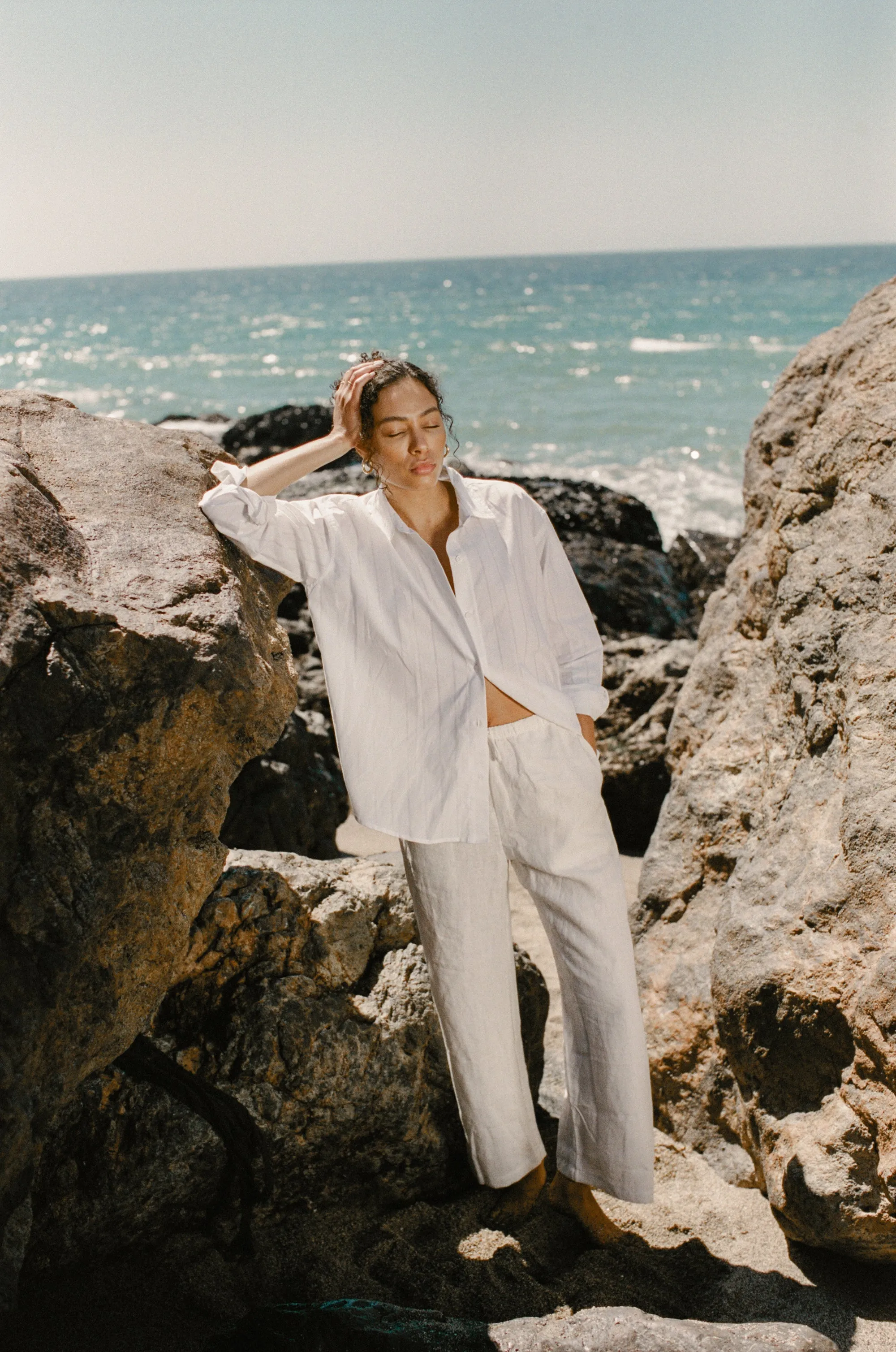 Kira Pant in Coconut Linen