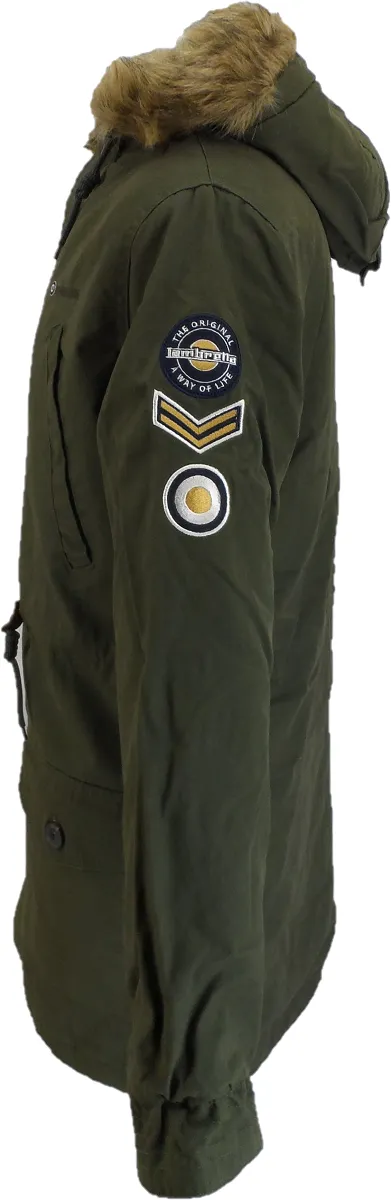Lambretta Mens Green Retro Fishtail Parka