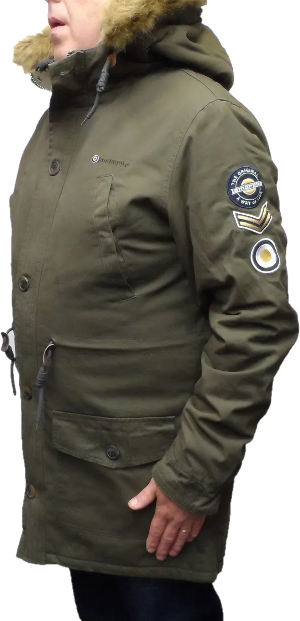 Lambretta Mens Green Retro Fishtail Parka