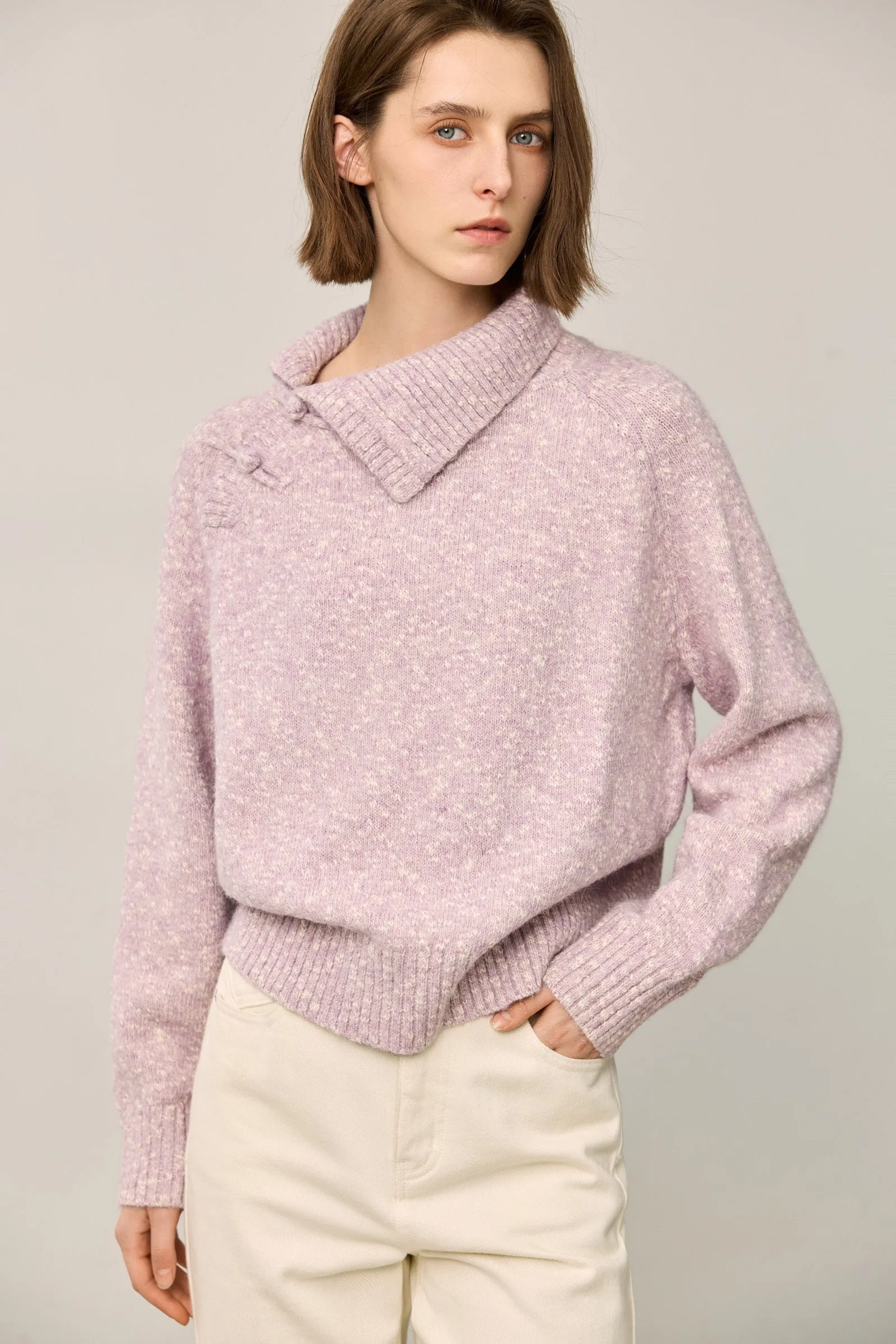 LILY Handcrafted Knot Collared Sweater