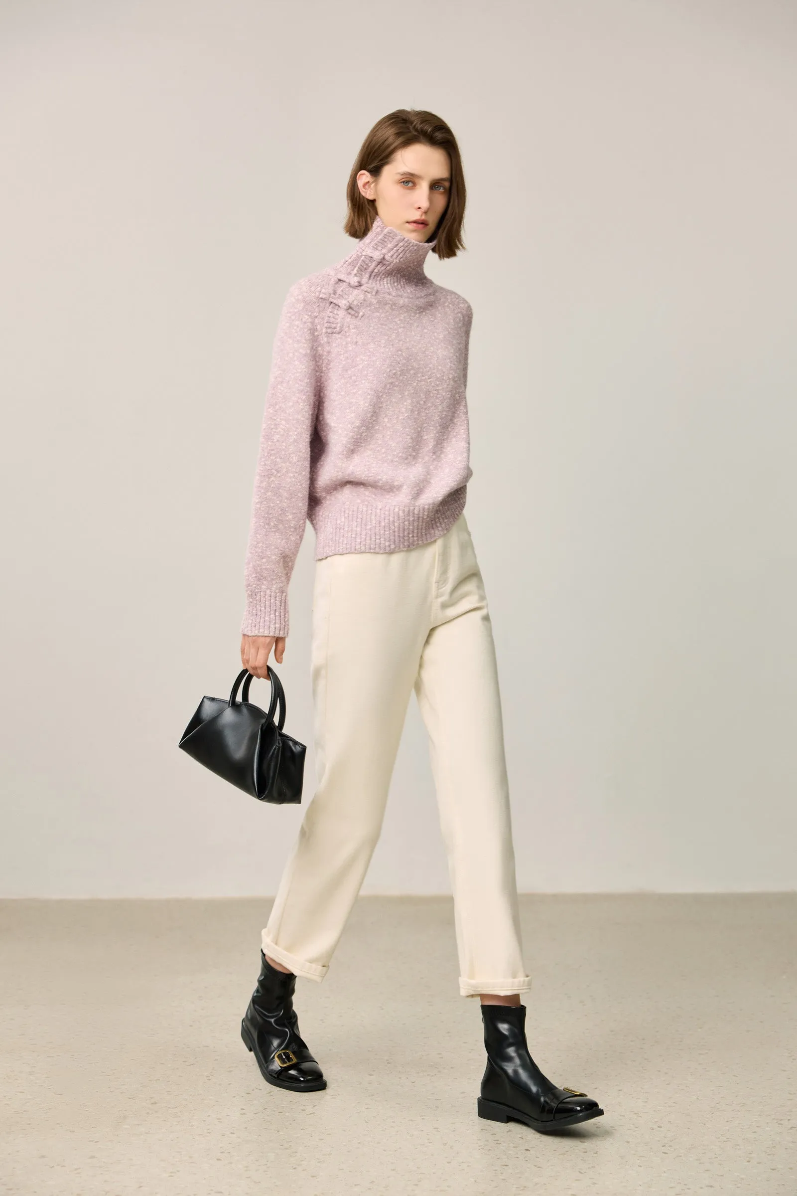 LILY Handcrafted Knot Collared Sweater