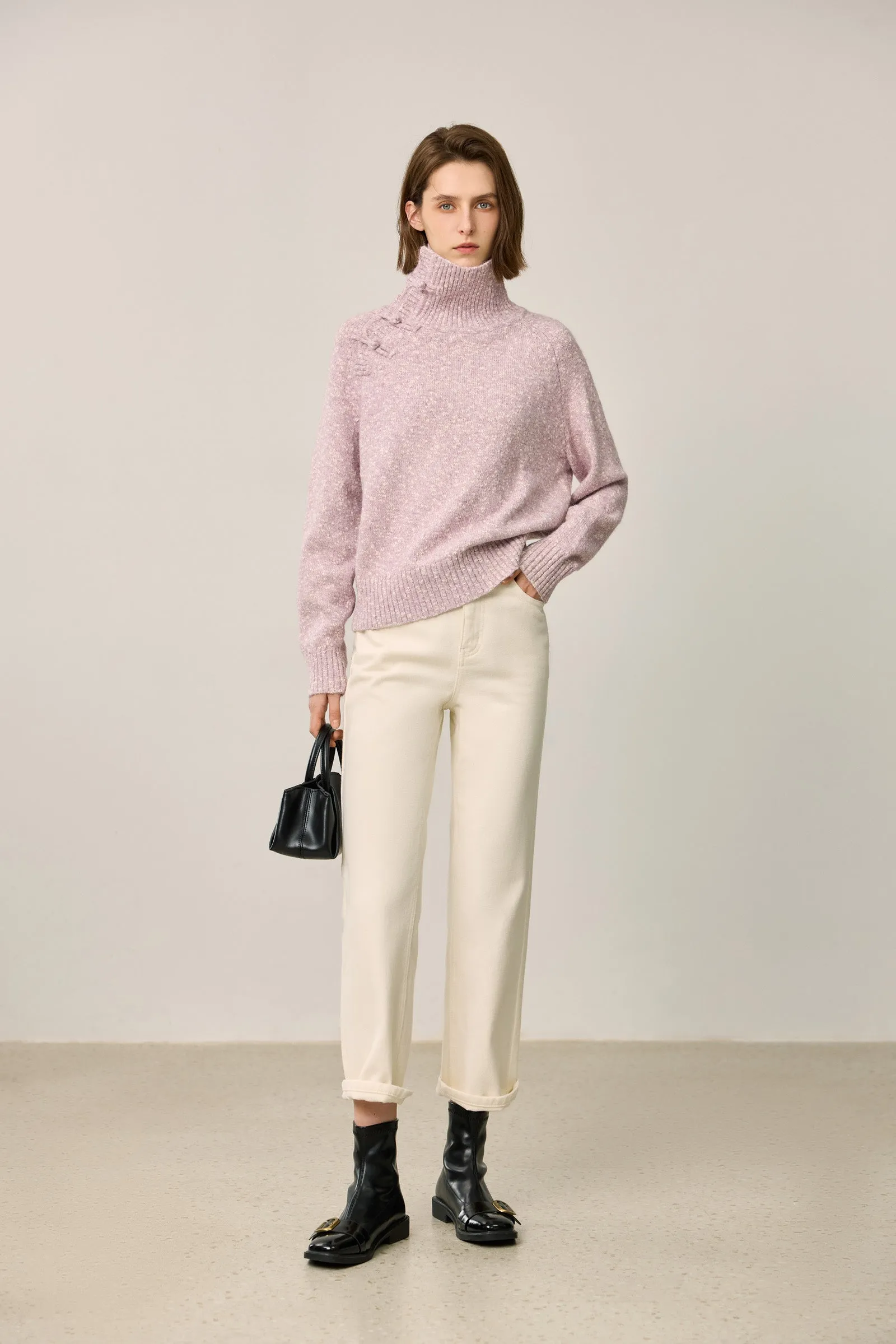 LILY Handcrafted Knot Collared Sweater