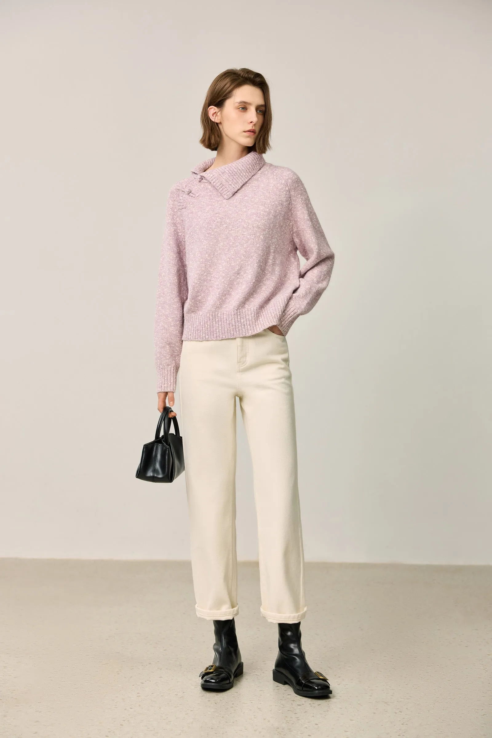 LILY Handcrafted Knot Collared Sweater