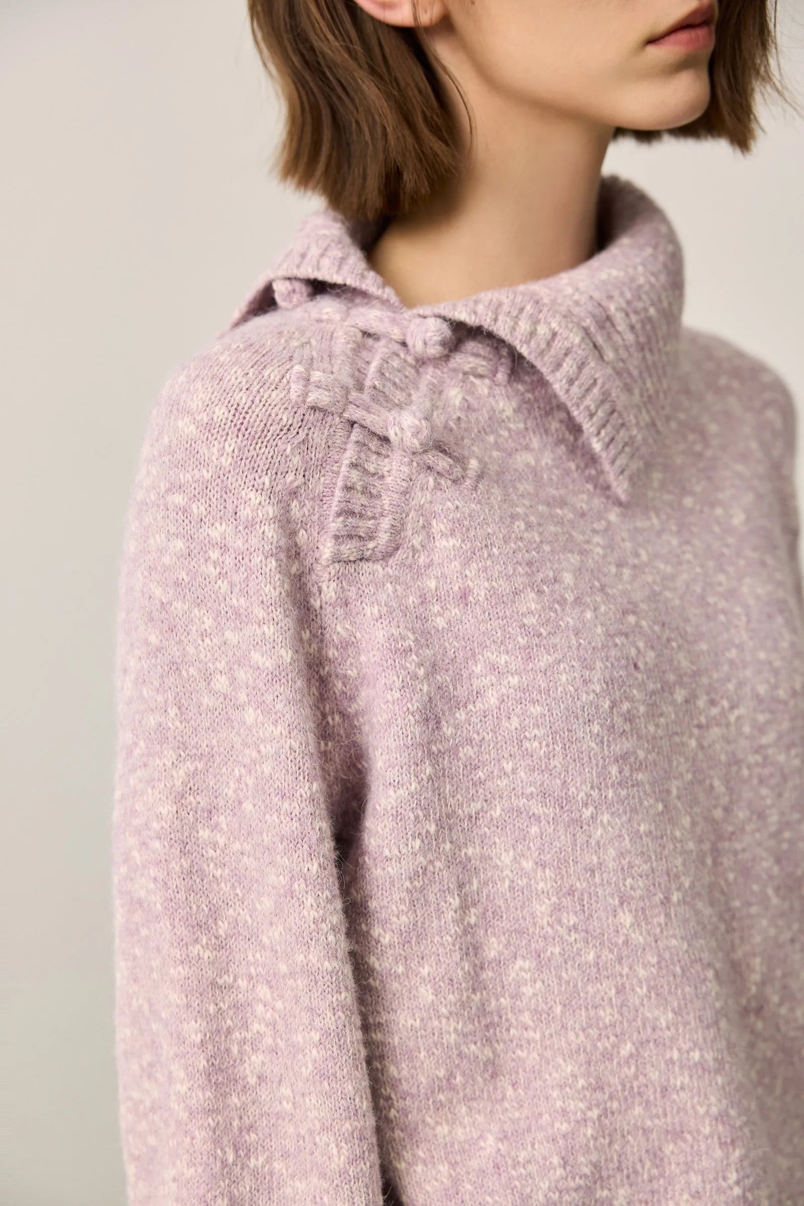 LILY Handcrafted Knot Collared Sweater