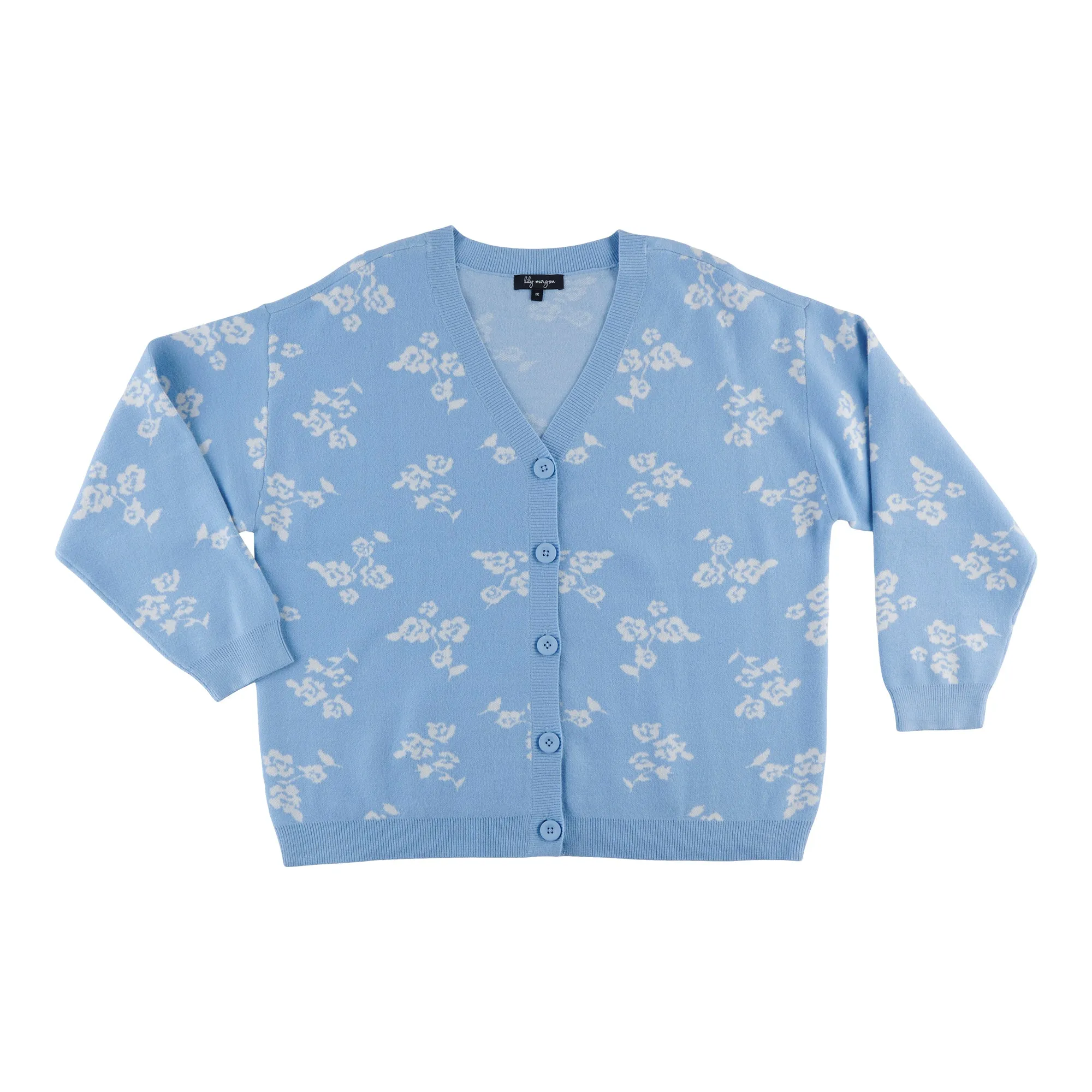 lily morgan Women's Plus V-Neck Jacquard Cardigan