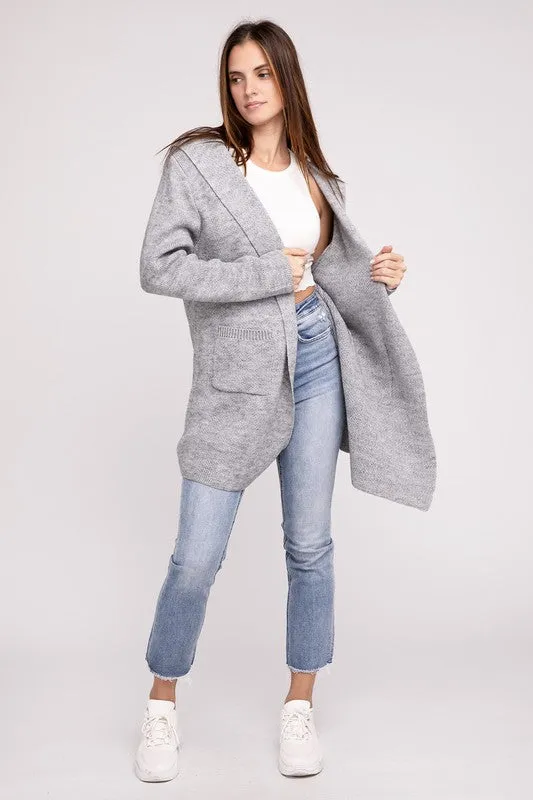 Linnea Hooded Open Front Sweater Cardigan