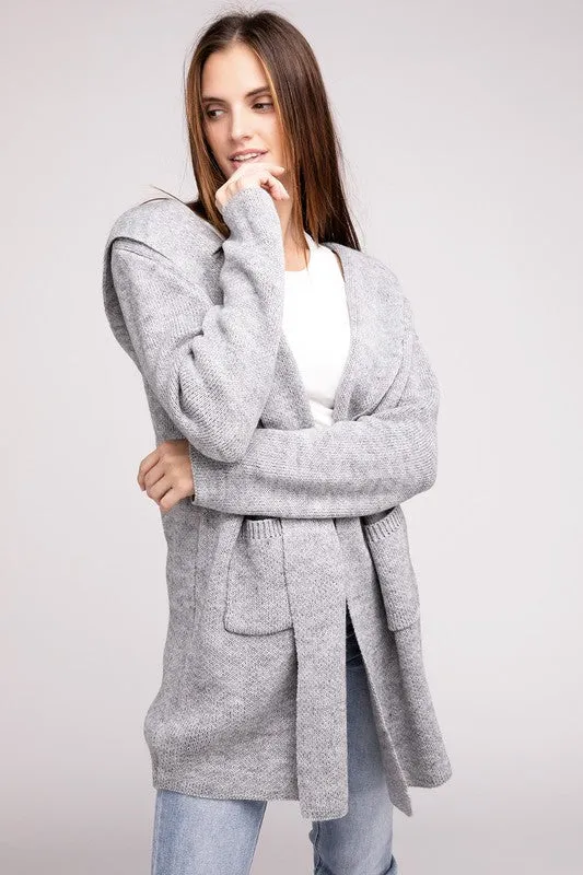 Linnea Hooded Open Front Sweater Cardigan