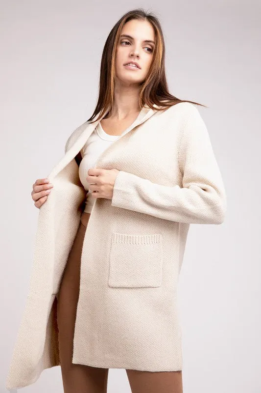 Linnea Hooded Open Front Sweater Cardigan