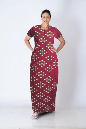MANGAI New Regular Fit Cotton Printed  Nighties - All Over Printed Stylish COLLAR Model Nighties  | Side Cut Pocket | Beautiful Nighties for Stylish Women's (EM)
