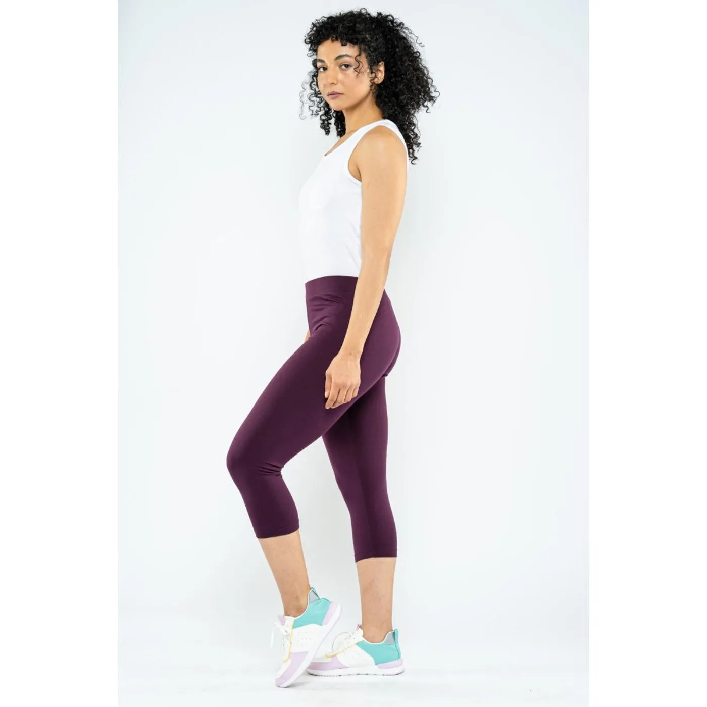 Maroon Plain Cropped Legging Pants