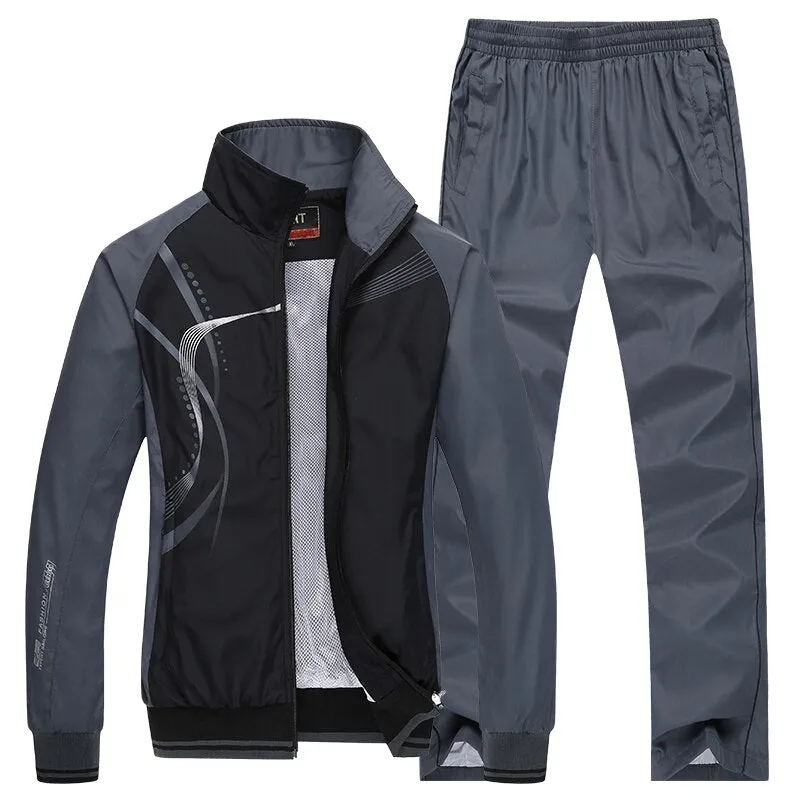 Men's Set Spring Autumn Jogging Sportswear Two Piece Sport Suit Jacket Sweatpants Sweatsuit Men Basketball Tracksuit Clothing